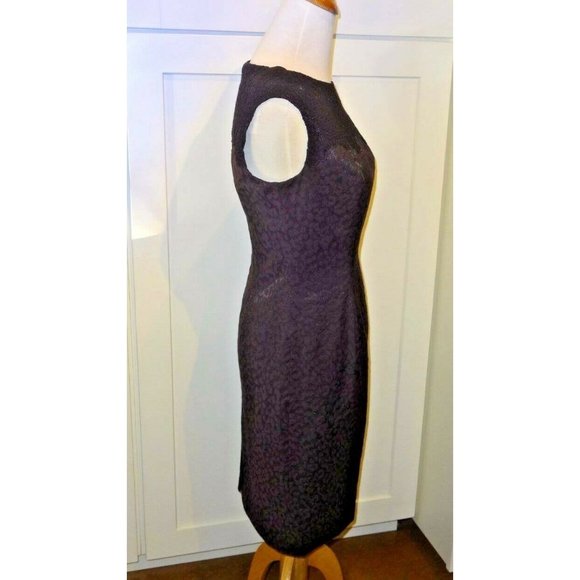 Adrianna Papell Lace Yoke Jacquard Dress Black 8 NEW - Picture 6 of 10